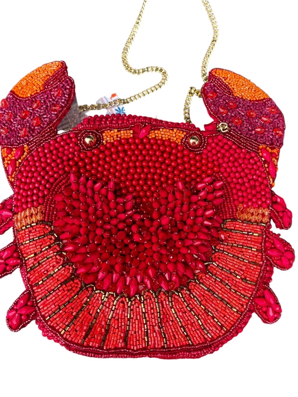 Beaded Red Crab Crossbody Bag